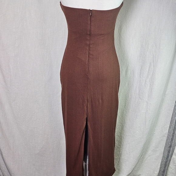 NBD by Revolve Britta Midi Cut Out Dress Brown Strapless Sz S - Picture 7 of 15